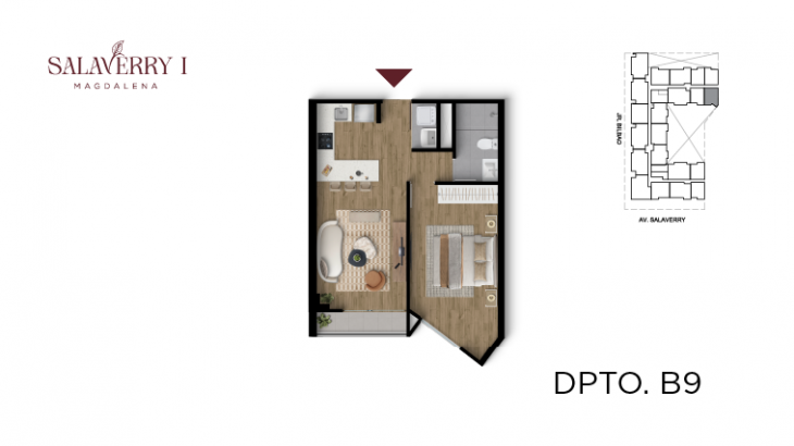 Plano del modelo B9 del proyecto Salaverry I en Magdalena Del Mar