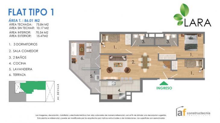 Plano del modelo T1 del proyecto LARA en Pueblo Libre
