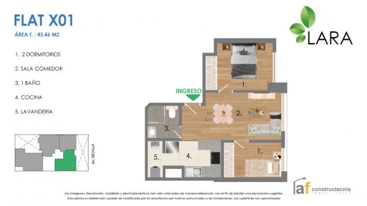 Plano del modelo X01 del proyecto LARA en Pueblo Libre