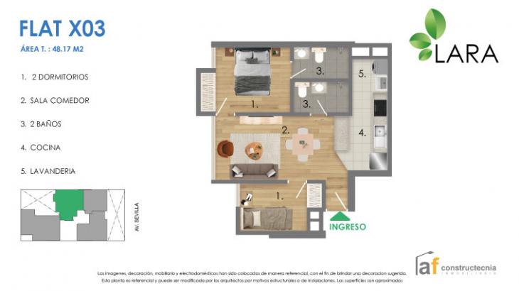 Plano del modelo X03 del proyecto LARA en Pueblo Libre