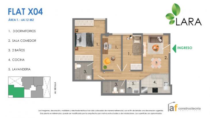 Plano del modelo X04 del proyecto LARA en Pueblo Libre