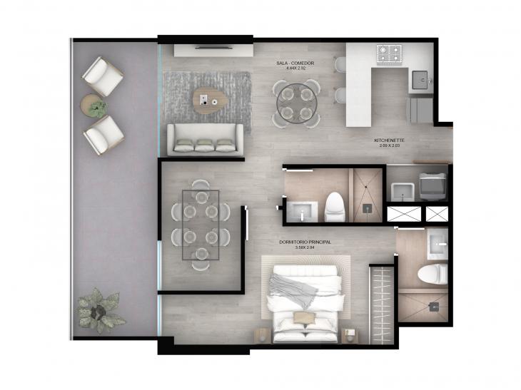 Plano del modelo 102 del proyecto AMARELA en San Miguel