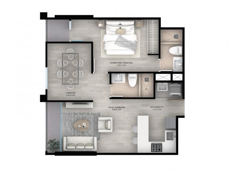 Plano del modelo 402 del proyecto AMARELA en San Miguel