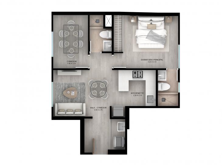 Plano del modelo 1005 del proyecto AMARELA en San Miguel