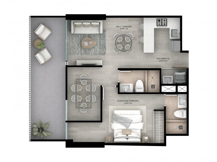 Plano del modelo 102 del proyecto AMARELA en San Miguel