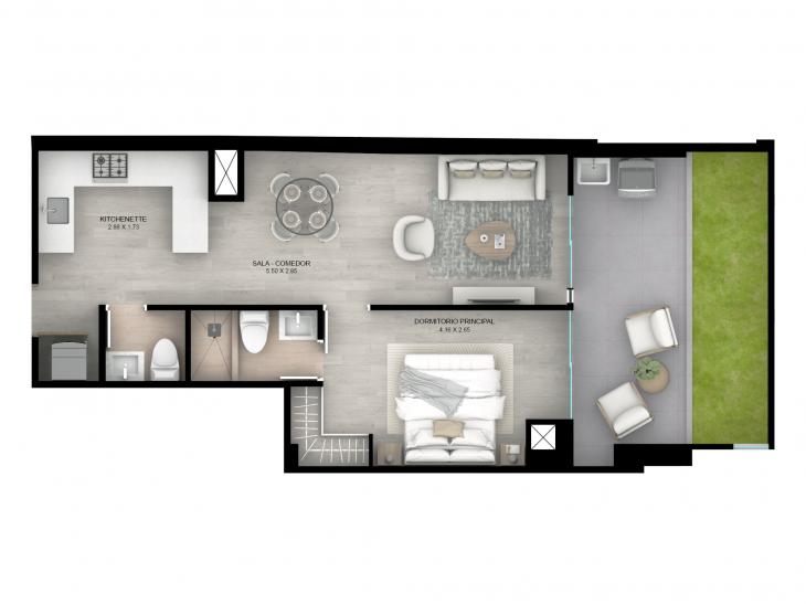 Plano del modelo 104 del proyecto AMARELA en San Miguel