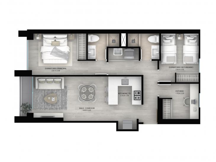 Plano del modelo 601 del proyecto AMARELA en San Miguel