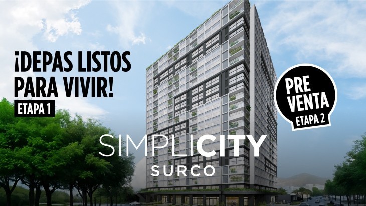Fachada principal del proyecto Simplicity en Santiago De Surco