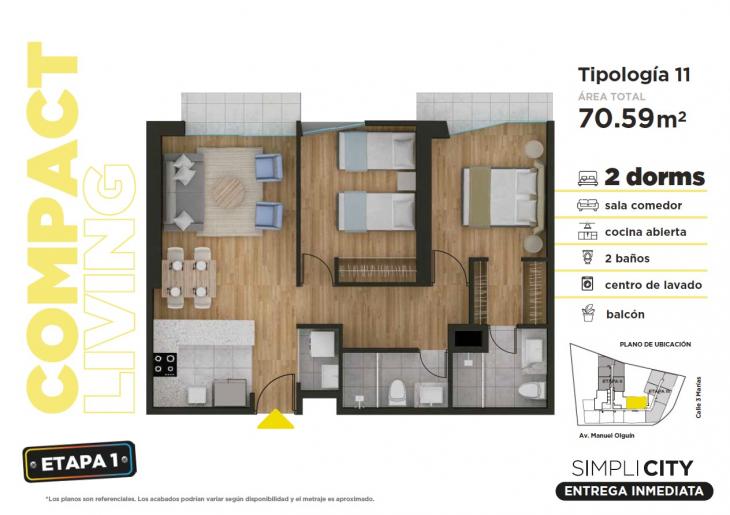 Plano del modelo 11 del proyecto Simplicity en Santiago De Surco