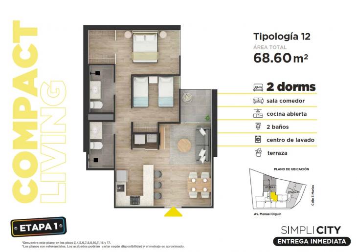 Plano del modelo 12 del proyecto Simplicity en Santiago De Surco