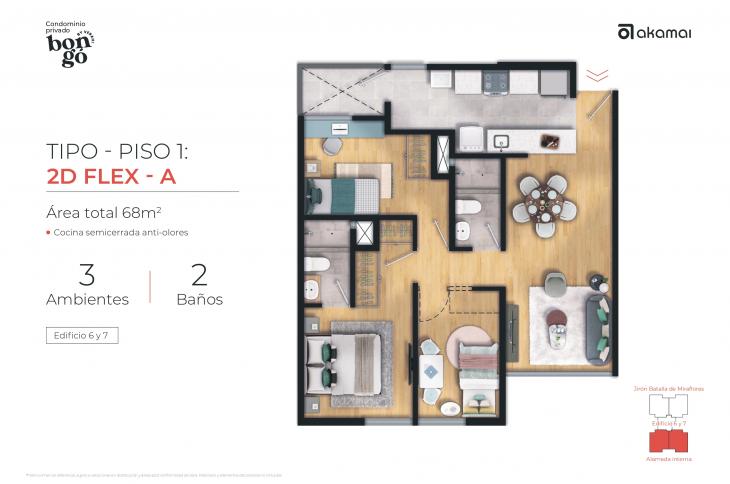 Plano del modelo EDIF 6 - 02 del proyecto BONGO CONDOMINIO en Santiago De Surco