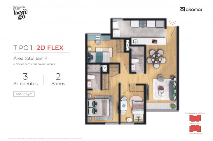 Plano del modelo EDIF 6 - X03 del proyecto BONGO CONDOMINIO en Santiago De Surco