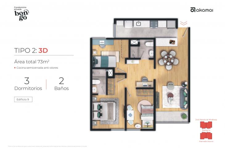 Plano del modelo EDIF 9 - X03 del proyecto BONGO CONDOMINIO en Santiago De Surco
