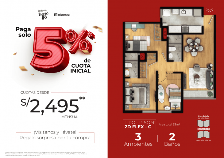 Plano del modelo EDIF 6 - 903 del proyecto BONGO CONDOMINIO en Santiago De Surco
