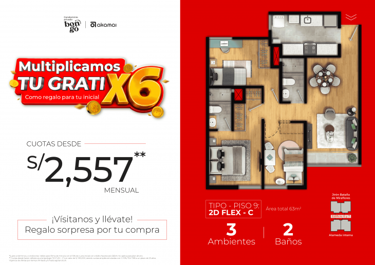 Plano del modelo EDIF 6 - 902 del proyecto BONGO CONDOMINIO en Santiago De Surco
