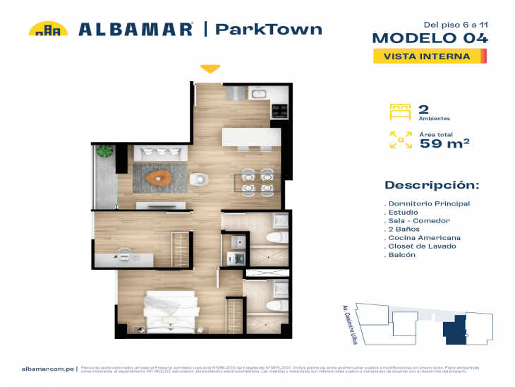 Plano del modelo Tipo 4C del proyecto Albamar | Park Town en Miraflores