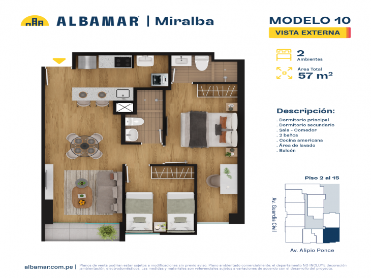 Plano del modelo TIPO 10 del proyecto Albamar | Miralba en Chorrillos