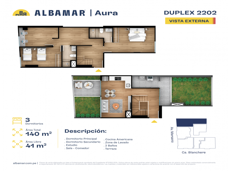 Plano del modelo TIPO 2J del proyecto Albamar | Aura en Surquillo