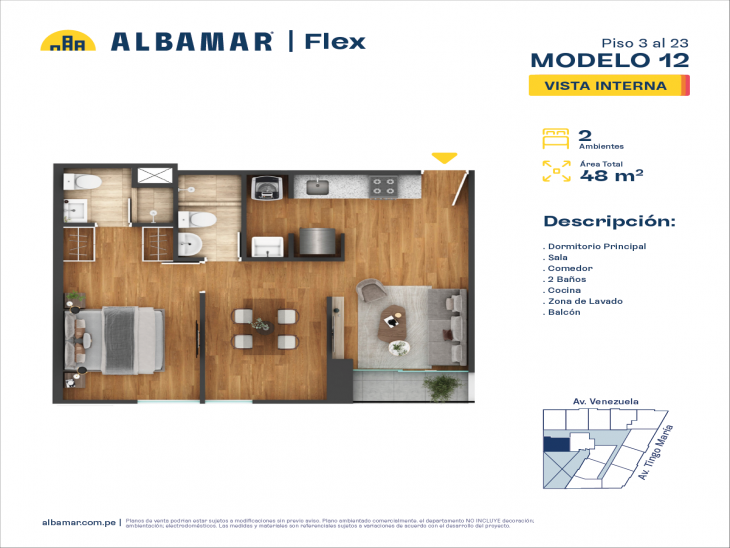 Plano del modelo Modelo 12 del proyecto Albamar | Flex en Cercado De Lima