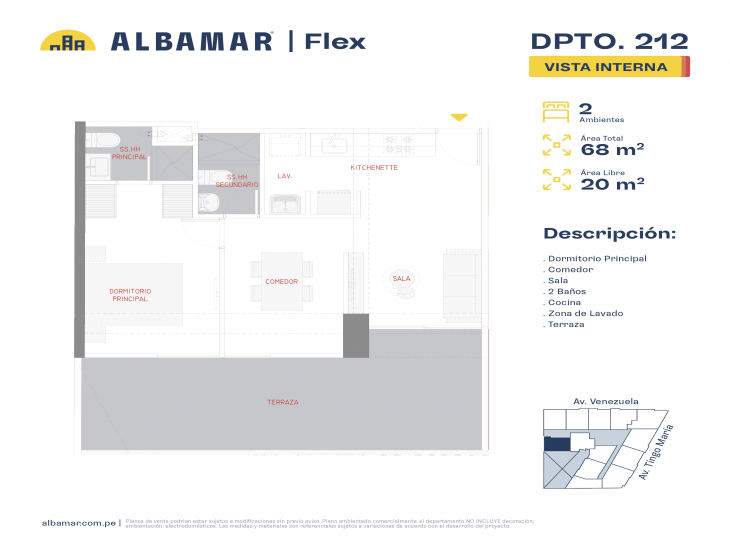Plano del modelo Modelo 12A del proyecto Albamar | Flex en Cercado De Lima
