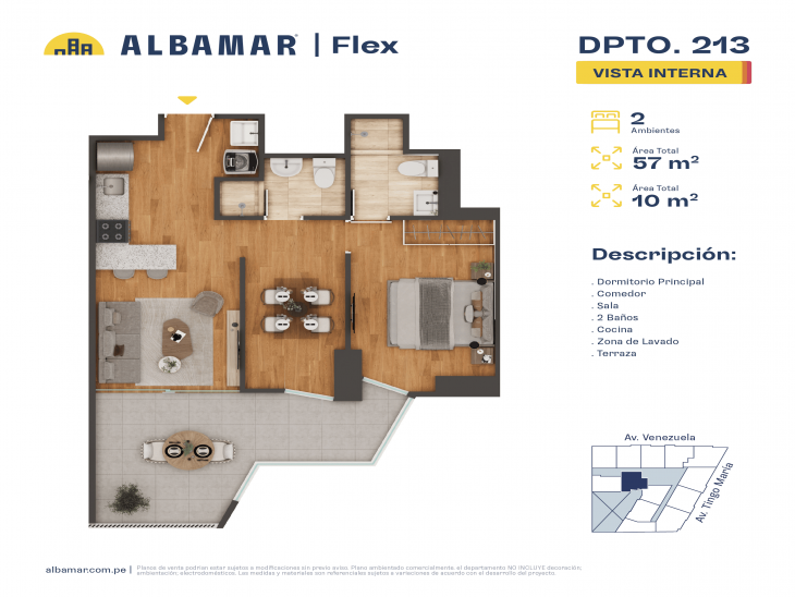 Plano del modelo Modelo 13A del proyecto Albamar | Flex en Cercado De Lima