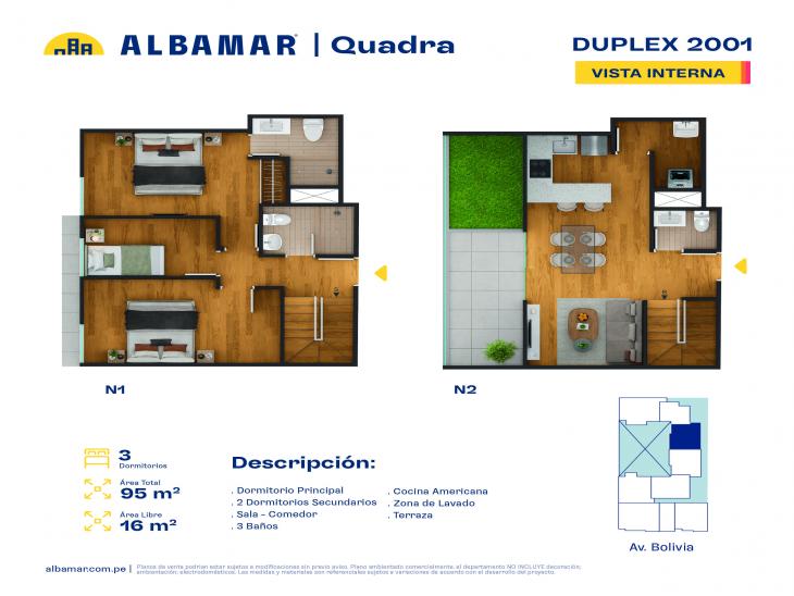 Plano del modelo 7N del proyecto Albamar | Quadra en Breña