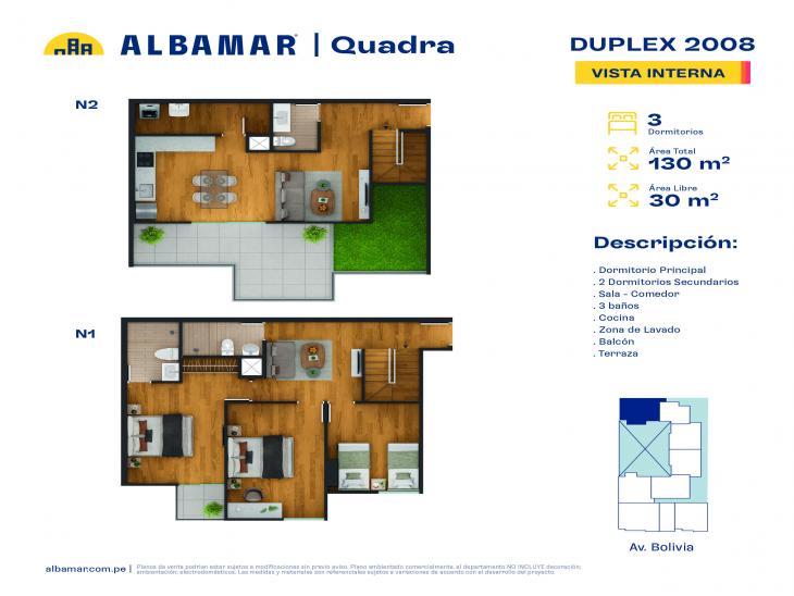 Plano del modelo 8P del proyecto Albamar | Quadra en Breña