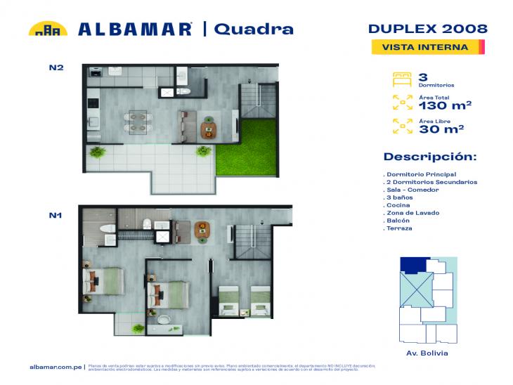 Plano del modelo 8P del proyecto Albamar | Quadra en Breña