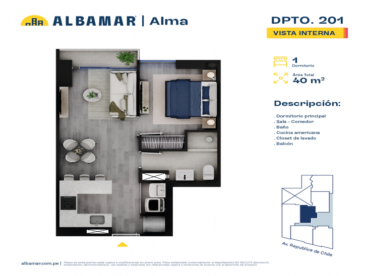 Plano del modelo Modelo 1B del proyecto Albamar | Alma en Jesus Maria