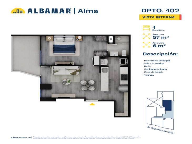 Plano del modelo Modelo 2A del proyecto Albamar | Alma en Jesus Maria