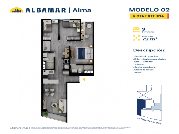 Plano del modelo Modelo 2 del proyecto Albamar | Alma en Jesus Maria