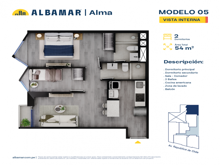 Plano del modelo Modelo 5 del proyecto Albamar | Alma en Jesus Maria