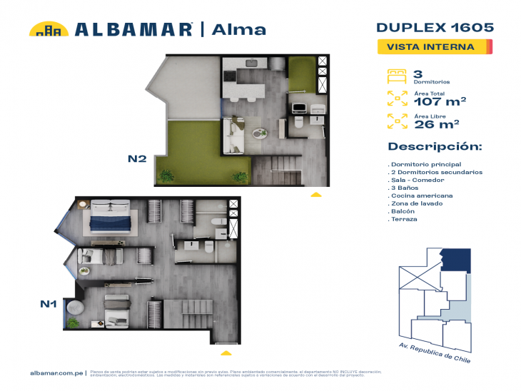 Plano del modelo Modelo 5A del proyecto Albamar | Alma en Jesus Maria