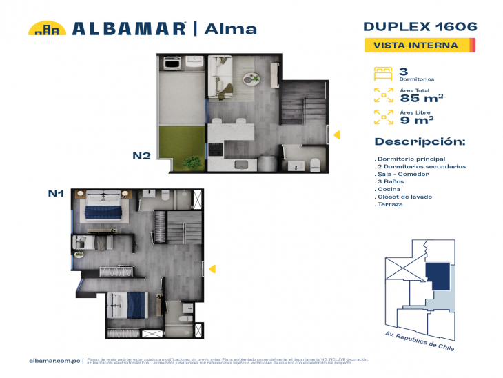 Plano del modelo Modelo 6A del proyecto Albamar | Alma en Jesus Maria