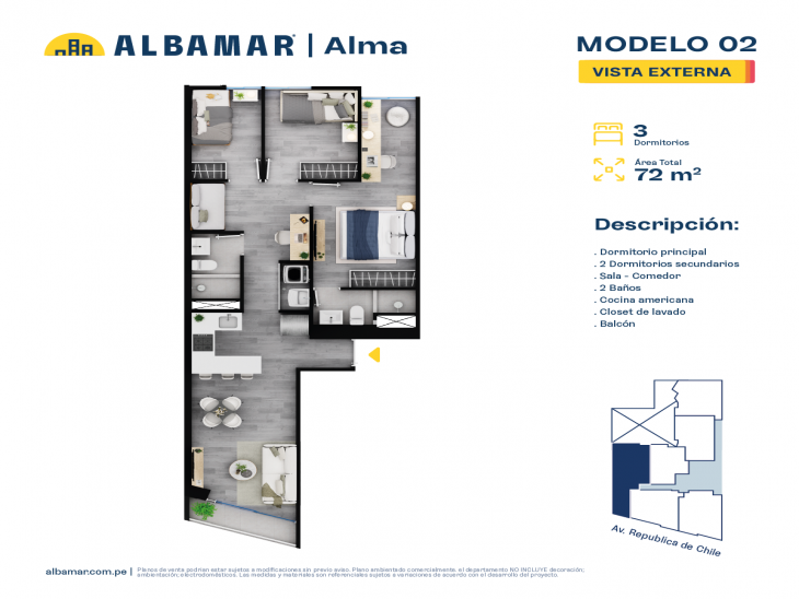 Plano del modelo Modelo 2 del proyecto Albamar | Alma en Jesus Maria