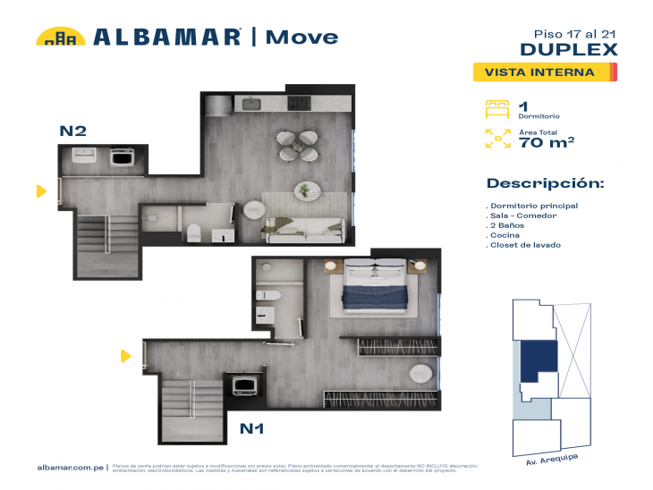 Plano del modelo Modelo 3B del proyecto Albamar | Move en Miraflores