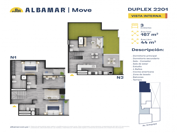 Plano del modelo Modelo 1D del proyecto Albamar | Move en Miraflores