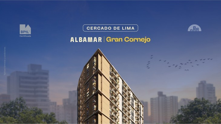 Fachada principal del proyecto Albamar | Gran Cornejo en Breña