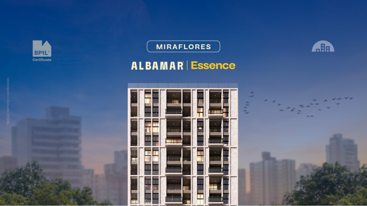 Fachada principal del proyecto Albamar | Essence en Miraflores