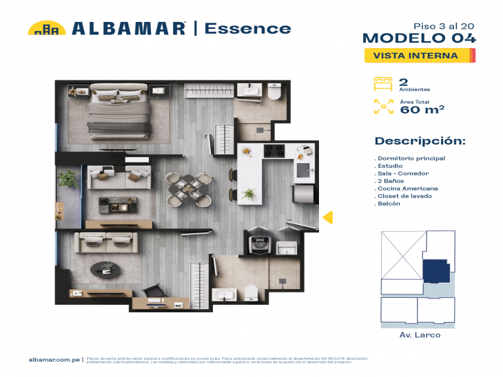 Plano del modelo Modelo 4 del proyecto Albamar | Essence en Miraflores