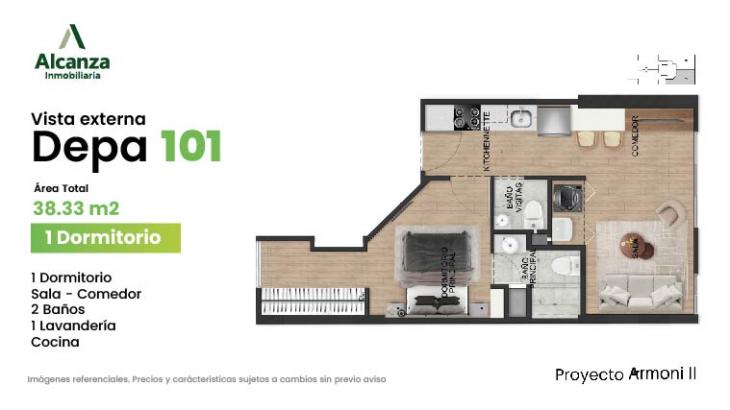 Plano del modelo Tipo 1 del proyecto Armoni II en La Victoria