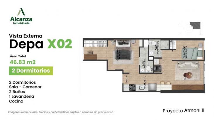Plano del modelo X2 del proyecto Armoni II en La Victoria