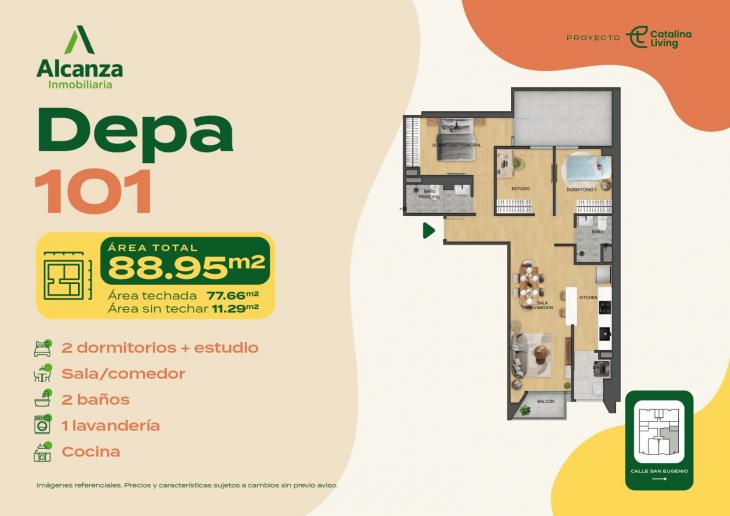 Plano del modelo 101 del proyecto CATALINA LIVING en La Victoria
