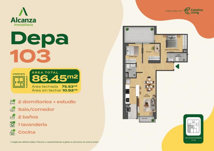Plano del modelo 103 del proyecto CATALINA LIVING en La Victoria