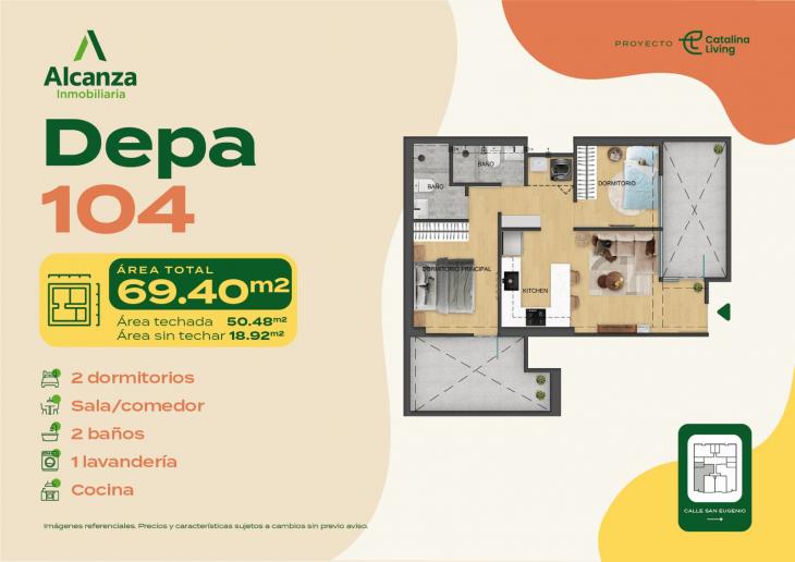 Plano del modelo 104 del proyecto CATALINA LIVING en La Victoria