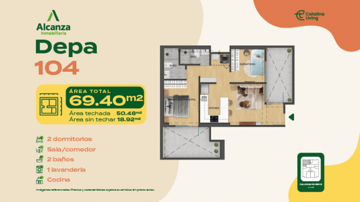Plano del modelo 104 del proyecto CATALINA LIVING en La Victoria