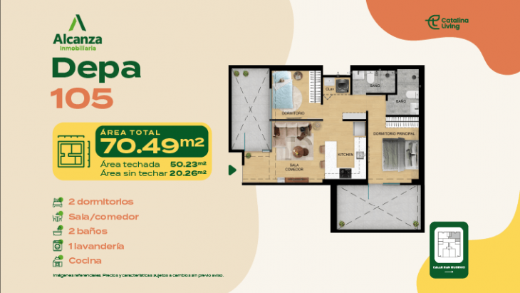 Plano del modelo 105 del proyecto CATALINA LIVING en La Victoria