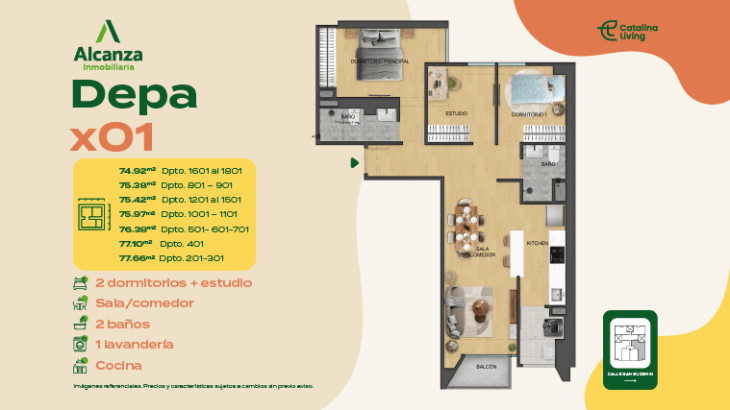 Plano del modelo X01 del proyecto CATALINA LIVING en La Victoria