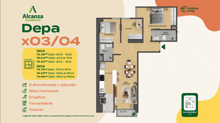 Plano del modelo X04 del proyecto CATALINA LIVING en La Victoria