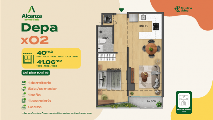 Plano del modelo X02 del proyecto CATALINA LIVING en La Victoria